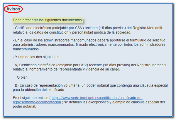 Notice of the AEAT listing the documents to present