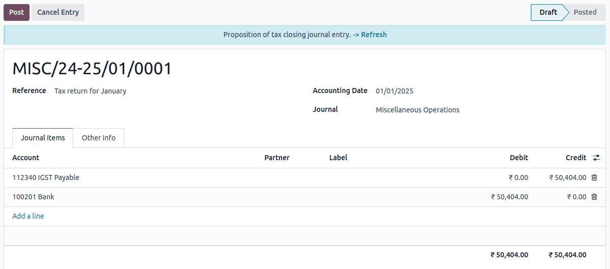 GSTR-3 Post Entry