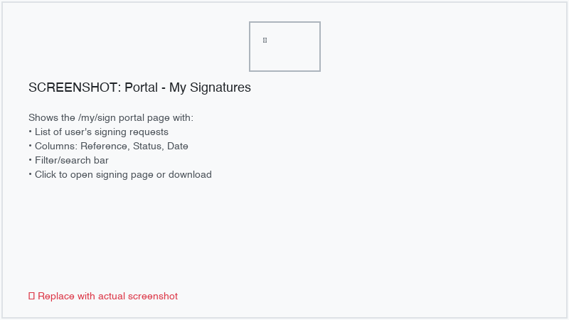 Portal page listing the user's signing requests
