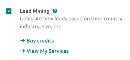 Aktiválja az érdeklődő bányászatot az Odoo CRM beállításaiban.
