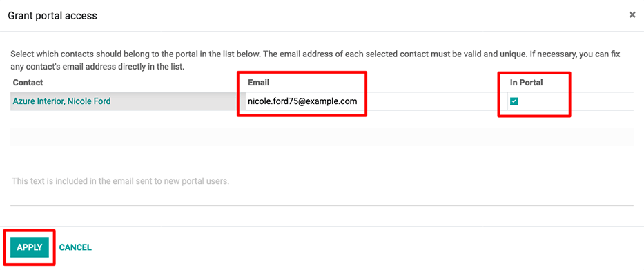 A portálmeghívó elküldése előtt meg kell adni a kapcsolattartó e-mail-címét és be kell jelölni a megfelelő jelölőnégyzetet.