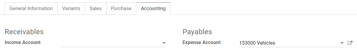 Eszközszámla módosítása egy termékhez az Odoo-ban