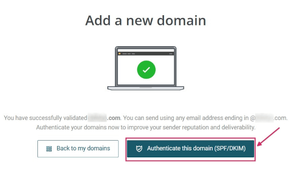 A domain hitelesítése SPF/DKIM rekordokkal a Mailjetben.