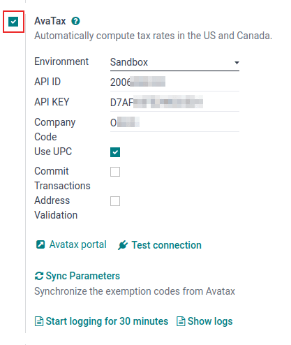 AvaTax beállítások konfigurálása
