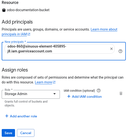 Résztvevő hozzáadása egy Google Cloud tárgyűjtőhöz