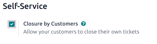 Ügyfél lezárási beállítás az Odoo Helpdeskben.