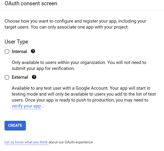 Felhasználótípus kiválasztása OAuth hozzájárulásban.