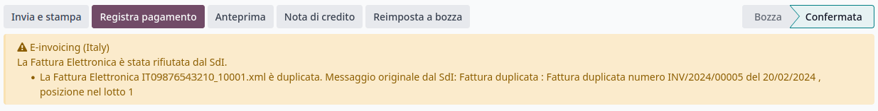 EDI elutasított állapot