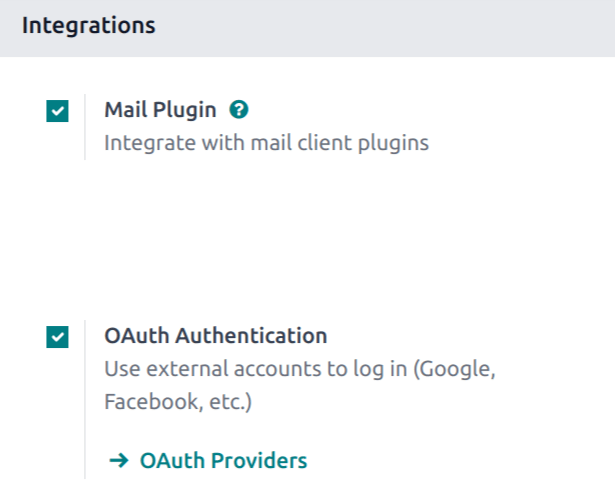 Az OAuth beállítás engedélyezése a Beállítások alkalmazásban.