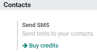 Kreditek vásárlása az SMS Marketinghez az Odoo beállításaiban.