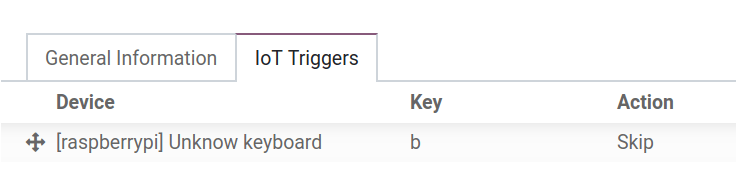 A lábkapcsoló triggerének beállítása az Odoo adatbázisban.