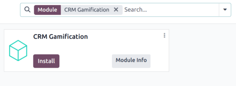A gamifikációs modul telepítésének nézete az Odoo-ban.