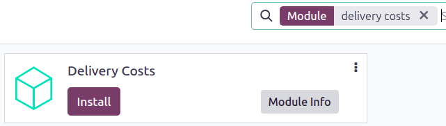 A Szállítási költségek modul telepítése.