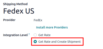 Állítsa be a "Get Rate and Create Shipment" opciót.