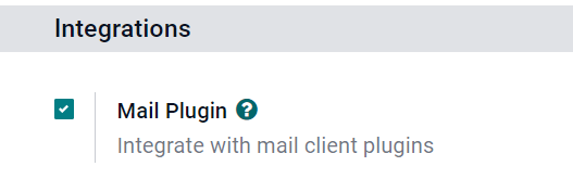A Mail Plugin funkció a Beállításokban.