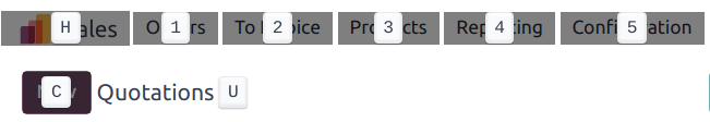 Egy válogatás az Odoo billentyűparancsaiból.