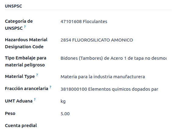 Kötelező külkereskedelmi termék mezők.