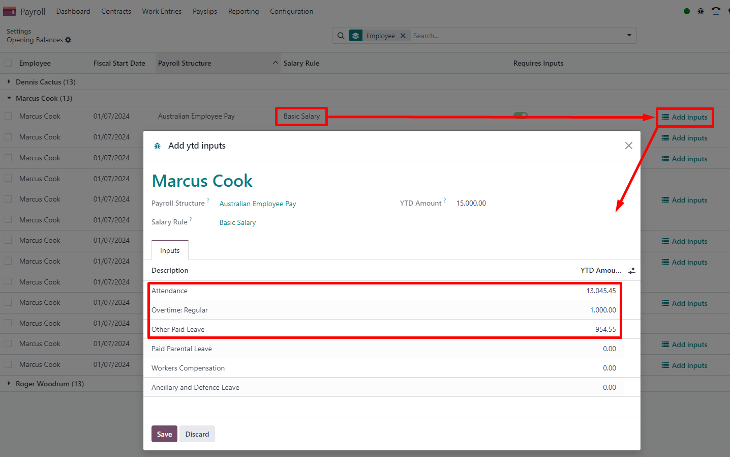 YTD bemenetek hozzáadása