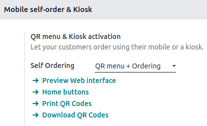 QR menü és kiosk beállítás aktiválása