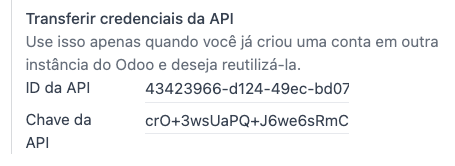 API hitelesítő adatok átvitele.