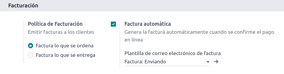 Számlaértesítési irányelv és Automatikus számla konfigurációk.