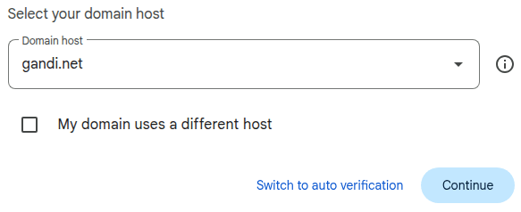 A domain gazda kiválasztása a Google Workspace-ben