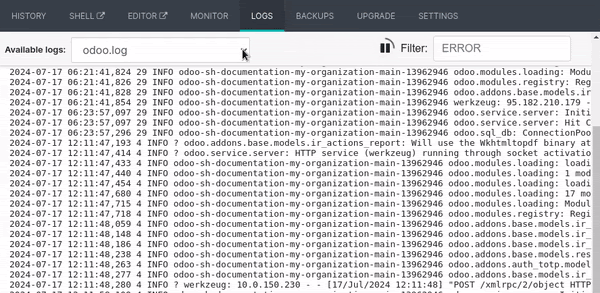 Logs scrolling automatically