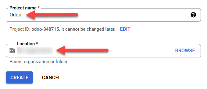 Numele și locația proiectului pentru Google OAuth.