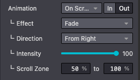 Animation on scroll options