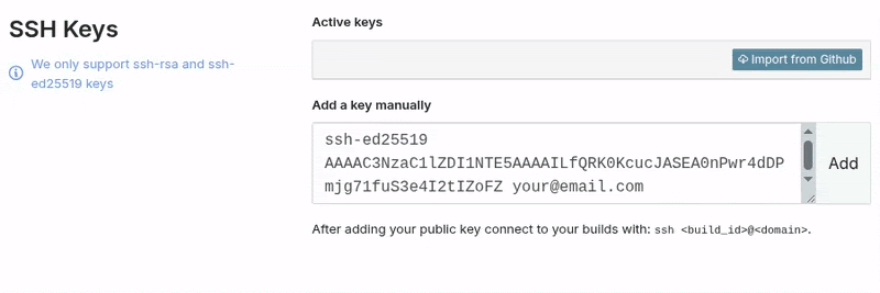 Adding an SSH key manually