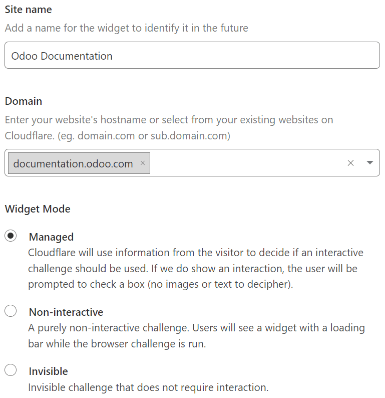 Adăugarea unui site web la Cloudflare Turnstile